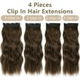 thumbnail image 3 of Clip in Long Wavy Synthetic Hair Extension 24 Inch Chestnut Brown 4PCS Thick Hairpieces Fiber Double Weft Hair for Women, 3 of 7