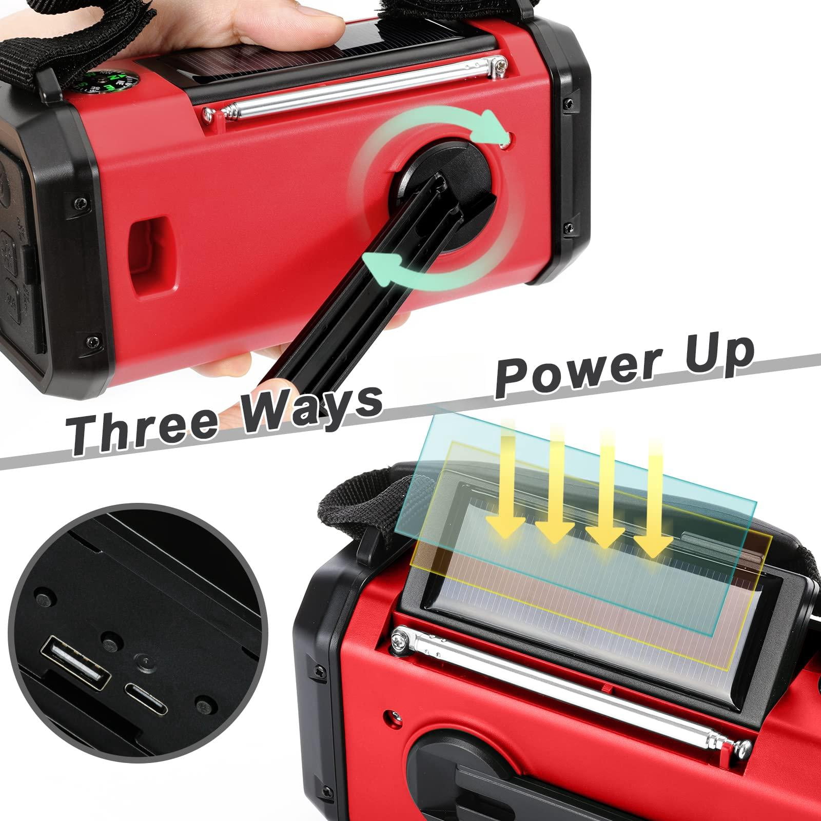 Weather Radio  Emergency Crank Am/fm/noaa Solar/hand Crank/usb Charging 10000mah /37000mwh Rechargeable Flashligh Cell Phone For Hurricanes Camping & Home Emergencies