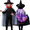 Purple, variant on Toddler Kids Boys Girls Halloween Cape with Witch Hat and Skull Print for Festive Holiday Party Dress Up Outerwear Poncho One Size