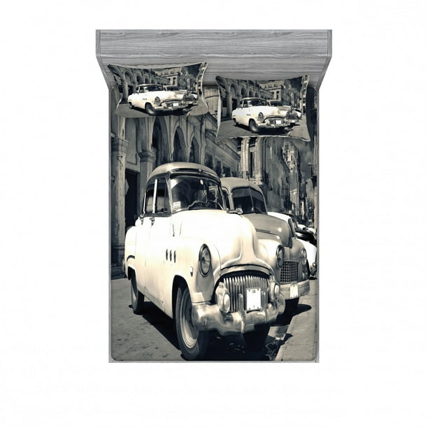 Vintage Car Bedding Set With Sheet Covers Panoramic View Of Shabby Old Havana Street Classic American Cars Weathered Printed Bedroom Decor 2 Shams 4 Sizes Grey Beige By Ambesonne Com - Old Fashioned Car Bedding Vintage Car Bedding Set With Sheet Covers Panoramic View Of Shabby Old Havana Street Classic American Cars Weathered Printed Bedroom Decor 2 Shams 4 Sizes Grey Beige By Ambesonne Com - Old Fashioned Car Bedding