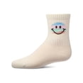 thumbnail image 2 of MeMoi Girls "Colorful Smiley Face" Pointelle Ribbed Cotton-Rich Novelty Crew Sock - Girls - Female, 10, White, 2 of 6