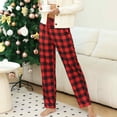 thumbnail image 2 of Pantalones de pijama para hombre de color rojo con bolsillos, pantalones de pijama para dormir de franela suave a cuadros para hombre, 2 of 5