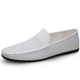 thumbnail image 3 of Spring Summer Men's Casual Hollow Loafers Slip On Leather Shoes Breathable Driving Shoes Moccasins Classic Penny Loafer Flats Boat Shoes Big Size, 3 of 10