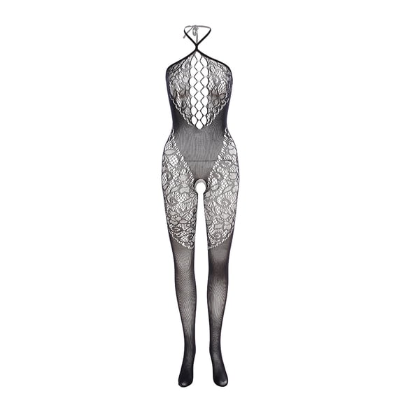 Women Sexy Halter Lingerie Fishnet Bodystocking Underwear Nightwear Chemises Bodysuits Garter