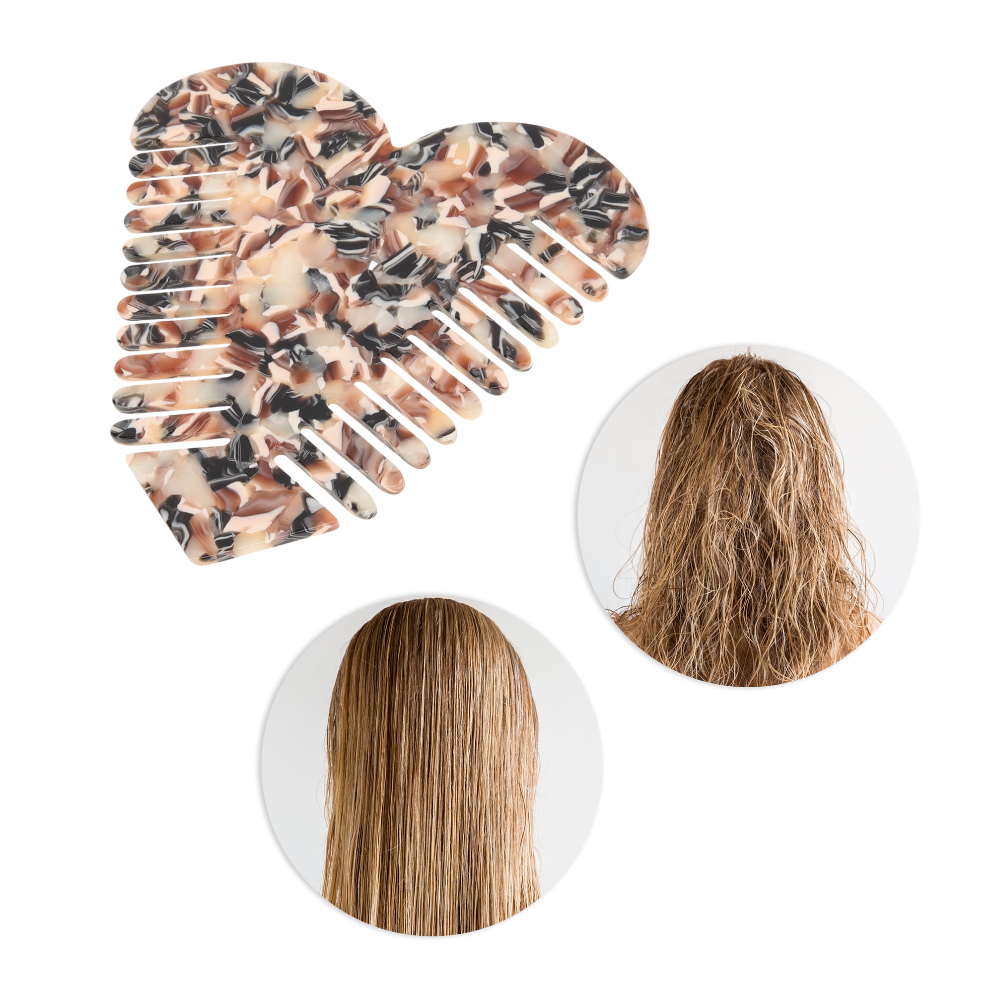 Unique Bargains 1 Pc Heart Shaped Hair Comb for Effortless Hair Care Styling Black, Brown