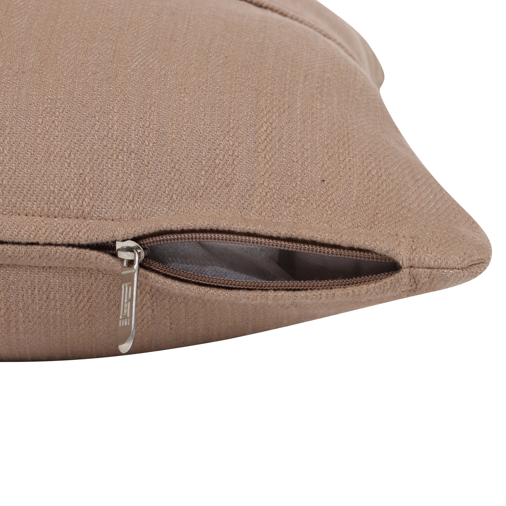 Ox Bay Amias Solid Transitional Cotton Hand Woven Throw Pillow, Brown, 24" x 24"