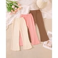 thumbnail image 3 of Toddler Girls Clothes Girls Pants Kids 3-Pack Casual Pants Toddler Solid Color Bell-bottomed Pants for Girls 1T 2T 3T 4T 5T Apricot Pink Brown, 3 of 6