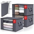 thumbnail image 2 of 3 Pack Clothes Storage, Foldable Blanket Storage Bags, Storage Containers for Organizing Bedroom, Clothing, Organization and Storage with Lids and Handle, 2 of 8