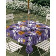 thumbnail image 2 of Halloween Outdoor Tablecloth with Umbrella Hole, Orange Pumpkin Funny Ghost Black Cat Purple Spillproof Waterproof Outdoor Table Cover, Patio Tablecloths for Party/Garden/Picnic, Square 60"x60", 2 of 9