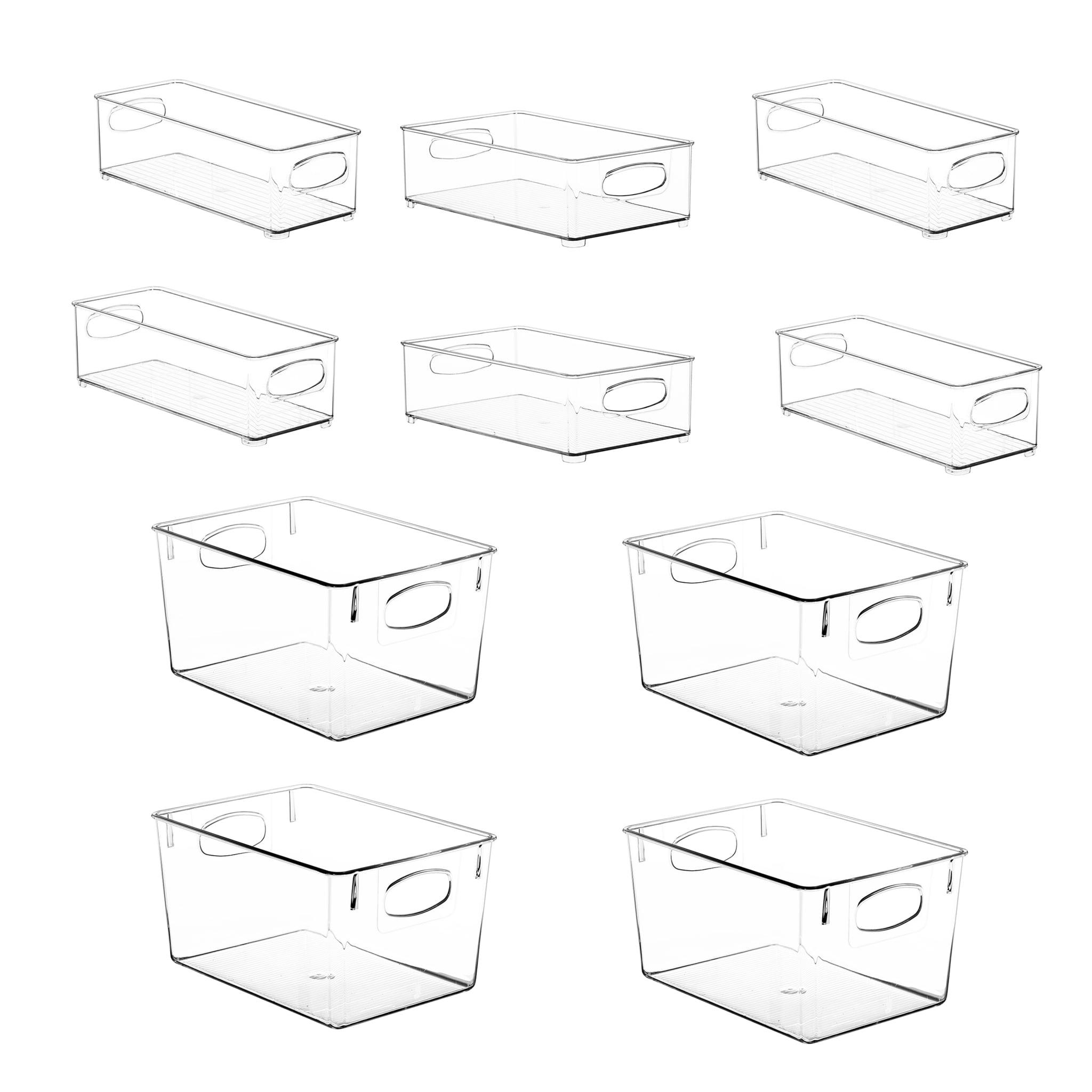 Sorbus 10-Piece Clear Open Storage Bins Set - Stackable Fridge & Pantry Organizers