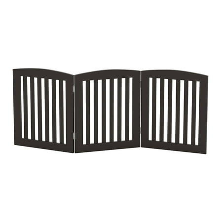 STAROUS Wooden Freestanding Foldable Pet Gate for Dogs, 24 inch 3 Panel Step Over Fence, Dog Gate for The House, Doorway, Stairs, Extra Wide, ï¼Espresso)