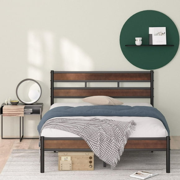 Zinus 39 Inch Roman Bamboo and Metal Platform Bed Frame