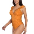 thumbnail image 3 of Yiaed Orange Glitter2 Print Women's Ruffled One Piece Swimsuit V Neck Swimwear Slimming Monokini for Woman-XX-Large, 3 of 8