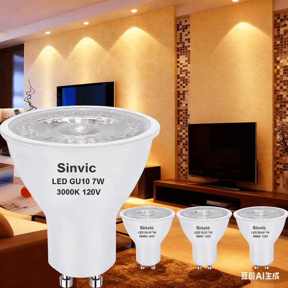 Sinvic GU10 LED (6 Pack) Dimmable 3000K Warm White Flicker-Free 7W (Equivalent 50W ) MR16 500LM Recessed Track Lighting