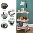thumbnail image 5 of Pemberly Row 2-Tier Table Top Plastic Storage Trolley Rolling Cart in Pink, 5 of 13