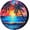 Beautiful Beach Sunset With Palm Trees, variant on Lovely Dolphin Playing Spare Tire Cover Dust-Proof Wheel Tire Cover Fit Trailer, RV, SUV and Many Vehicle