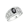 thumbnail image 5 of RYLOS Rings for Women Sterling Silver Ring Classic Style 7X5MM Oval Gemstone &  Diamond Ring October Onyx Jewelry Size 9, 5 of 6