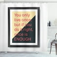 thumbnail image 1 of YOLO Shower Curtain, Motivational Poster Design with a Quote in a Frame Positive Message, Fabric Bathroom Set with Hooks, 69W X 84L Inches Extra Long, Pink Beige Charcoal Grey, by Ambesonne, 1 of 3