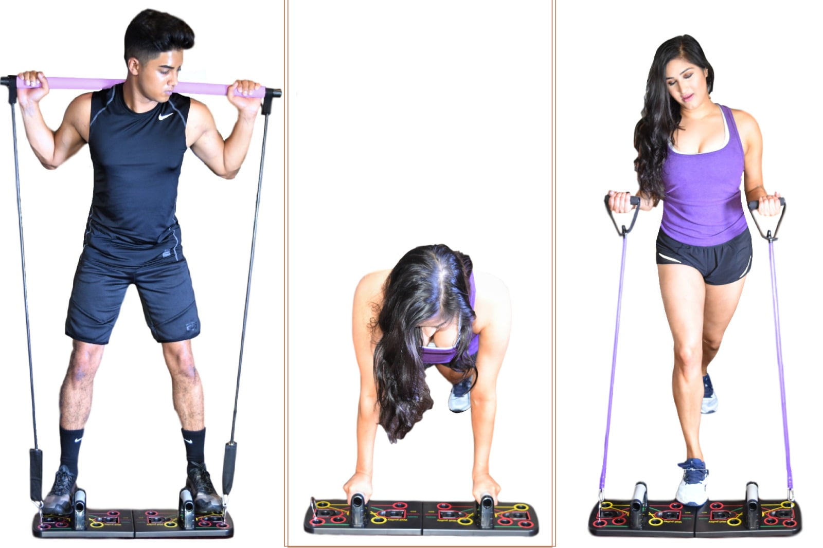 Push Up Rack Board with Resistance Band Fitness Gym Exercise Pushup Stands 
