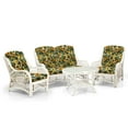 thumbnail image 2 of Malibu Set of 2 Natural Rattan Wicker Lounge Chairs, Loveseat w/Floral Cushion and Coffee Table w/Glass , White Color, 2 of 8