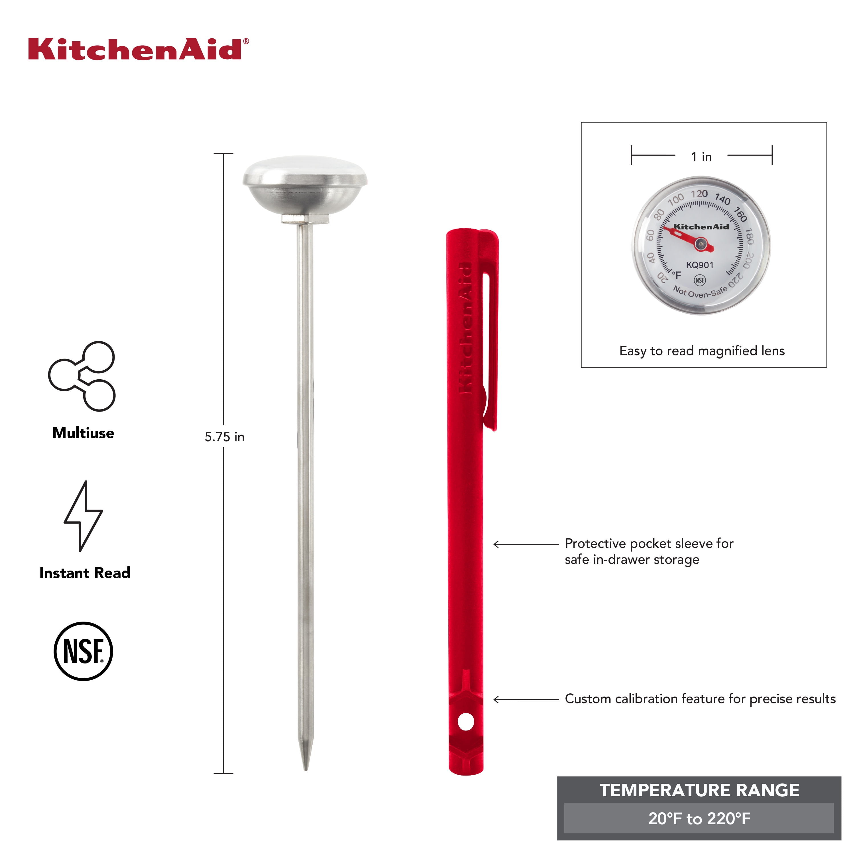 KitchenAid Leave-in, Oven/Grill Safe Meat Thermometer Stainless