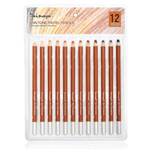 dainayw Skin Tone Pastel Pencils Soft 5mm Core Premier Colored Pencils For Artist Drawing Sketching - 12 Piece Portrait Set