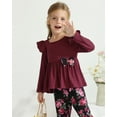 thumbnail image 5 of CARETOO Toddler Girl Clothes Long Sleeves Ruffle Top Floral Pants Cute Fall Winter Daily Casual Toddler Outfits Size 3t, 5 of 8