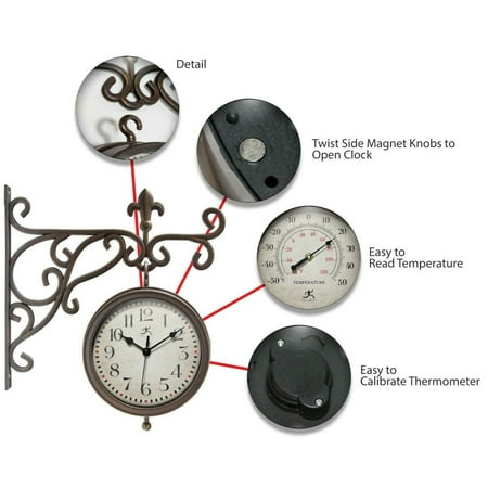 Infinity Instruments 20079ab 4430 Beauregard Outdoor Hanging Clock Thermometer Canada Infinity Instruments 20079ab 4430, Outdoor Hanging Clock