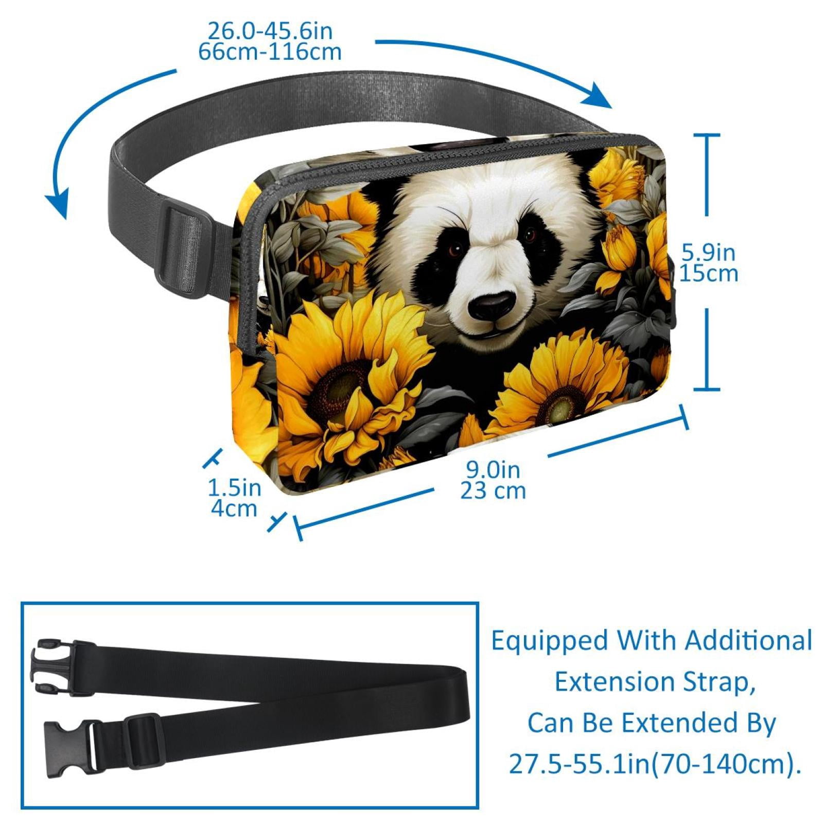Panda sunflowers Lightweight Adjustable Waist Pack with Extension Strap - Unisex Running Belt Fanny Pack