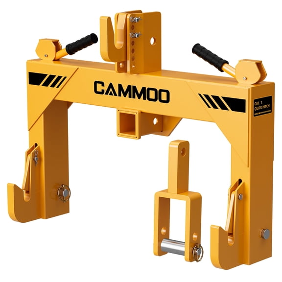 3-Point Quick Hitch with 2" Receiver＆Extra Versatile Adapter, 3000LBS Lift Capacity, Adaptation to Category 1, No Bushing Required,5 Level Adjustable Bolt &Reinforcing Rib Design, Yellow