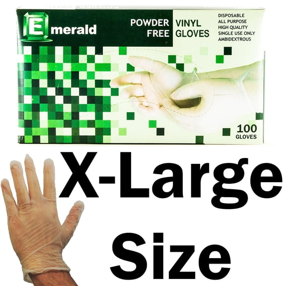 Emerald Shannon 100 Count x-Large Powder-Free Vinyl Gloves – 4 Mil