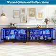 thumbnail image 6 of 71IN LED TV Stand for 85/80/75inch TV,High Glossy Wooden Farmhouse TV Stands for Living Room,TV Gaming Entertainment Center with Storage Cabinet,RGB LED(Brown), 6 of 7