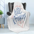 thumbnail image 4 of Girl Slogan Soft Flannel Fleece Blanket, Little Princess in Curvy Handwriting Girly Crown Queen Like Heart, Cozy Plush for Indoor and Outdoor Use, 60" x 80", Ceil Blue and Pale Pink, by Ambesonne, 4 of 5