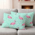 thumbnail image 2 of 2 Pack Outdoor Waterproof Throw Pillow Covers,Summer Pink Flamingo Decorative Rectangle Pillow Case Patio Pillowcases for Chair Couch Sofa 20x12in, 2 of 9