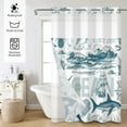 thumbnail image 2 of Mizhona Ocean Theme No Hook Shower Curtains with Snap in Liner，Whales Hookless Fabric Shower Curtain,71"× 86", 2 of 6