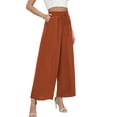 thumbnail image 2 of Uvplove Women's Wide Leg Trousers Palazzo Pants Drawstring Waist Summer Loose Trousers with Pockets Caramel-M, 2 of 14