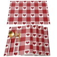 thumbnail image 1 of Set de 4 Sets de Table pour la Saint-Valentin pour Table à Manger Tapis de Table en Lin Coton Durable Lavable Amour Coeur Rouge Check, 1 of 12