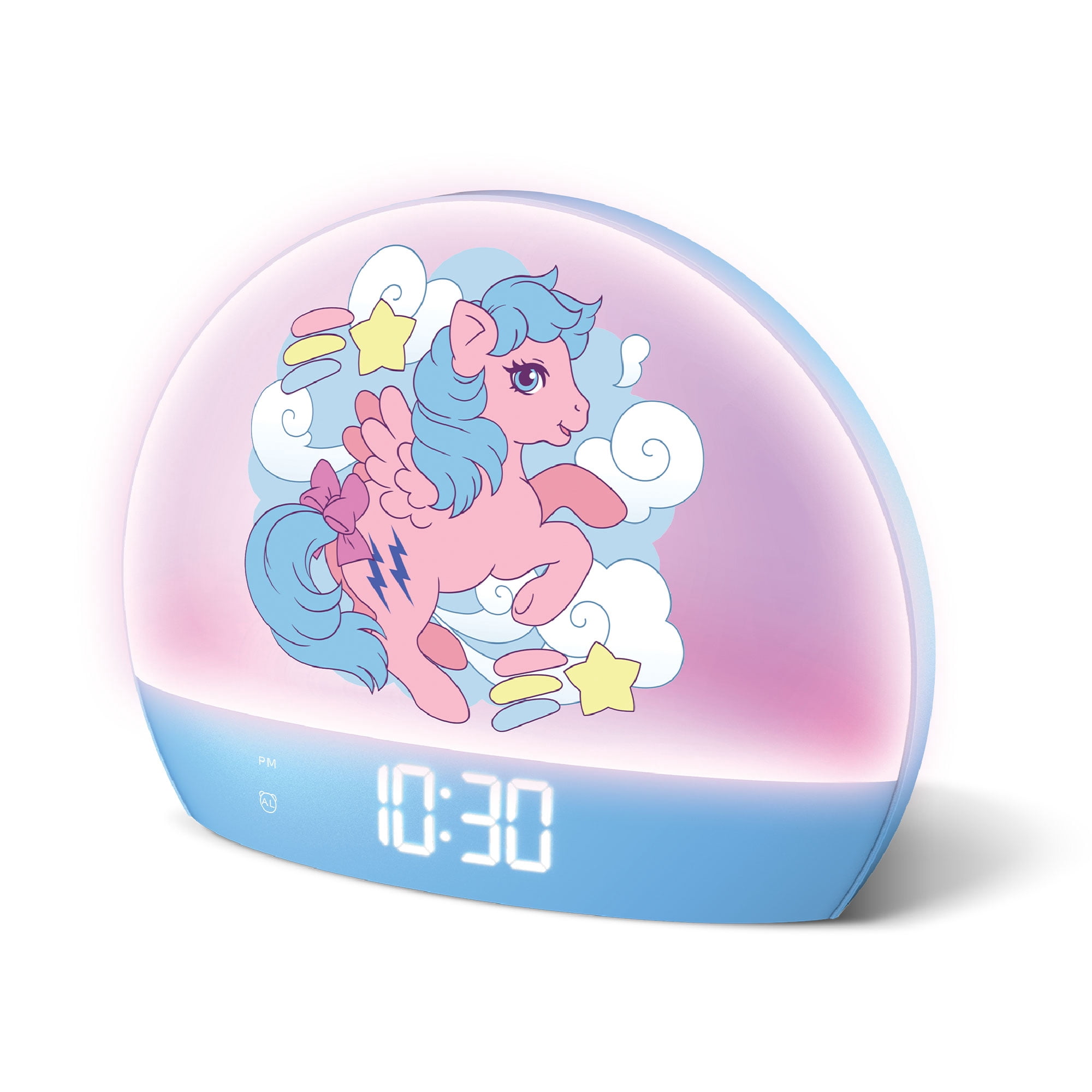 My Little Pony Sunrise Alarm Clock Night Light, USB Powered Digital Clock with 6 Color Modes, Built-In Alarm, Blue