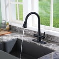 thumbnail image 3 of Single-Handle Pull-Out Sprayer Kitchen Faucet with Digital Display Deckplate included in Matte Black, 3 of 8