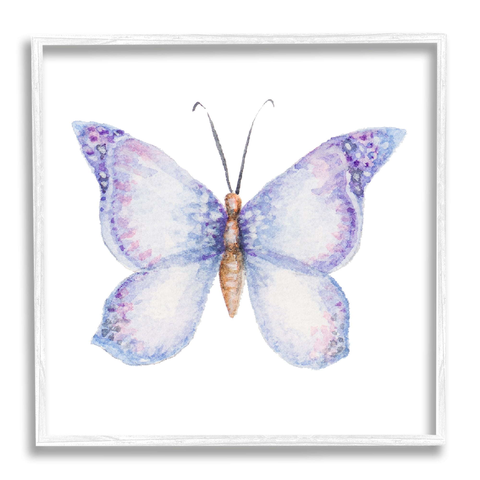Stupell Industries Lovely Purple Butterfly Wings Animal Insect Painting Painting White Framed Art Print Wall Art, Design by Janice Gaynor