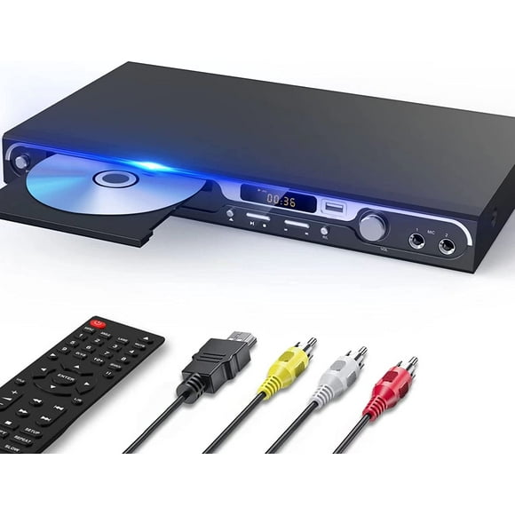 Lecteur de DVD pour la Télévision, Lecteurs de DVD HDMI avec USB / Micro Jack, Toute la Région Libre Lecteur de DVD HD avec Câble HDMI & RCA, à Distance,