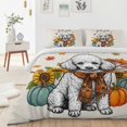 thumbnail image 3 of Queen Size Duvet Cover 4 Piece Bedding Set Hello Fall Words White Dog Bed Sheet Sets Soft Microfiber Comforter Cover with Flat Sheet 2 Pillow Shams, 3 of 9