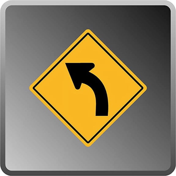 Curve Left Ahead Aluminum .40" Thick Sign 16"x16"