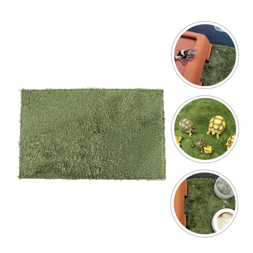WEUVEB Artificial Green Grass Mat for Reptile Tanks, Breathable Decorative Lawn Accessory Ideal for Turtle Habitats