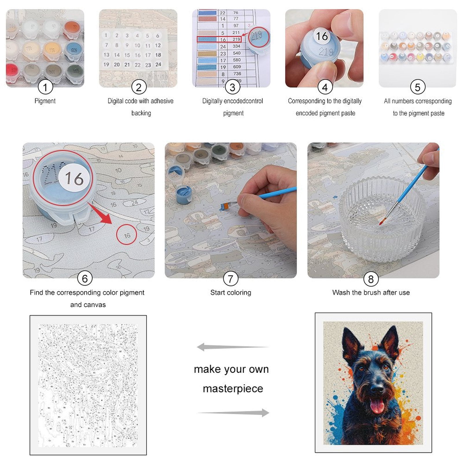 Paint By Numbers Kit for Adults Beginner - DIY Dog Art Color Splash Portrait Canvas Painting Kits for Adults, Frameless Paint By Number for Adults for Home Wall Decor 16x20 Inch