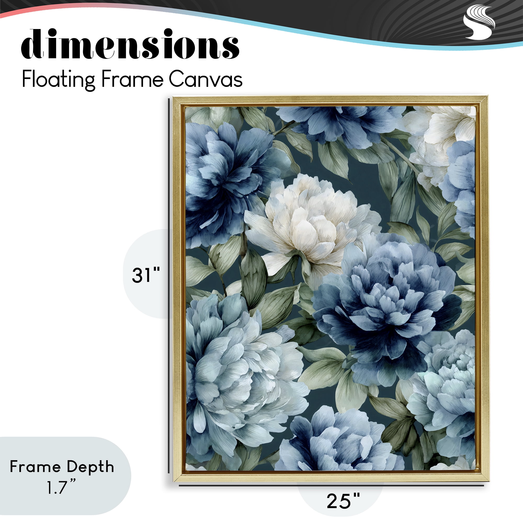Stupell Industries Blooms On The Vine Gold Framed Floater Canvas Wall Art, design by Franklyn Gregory