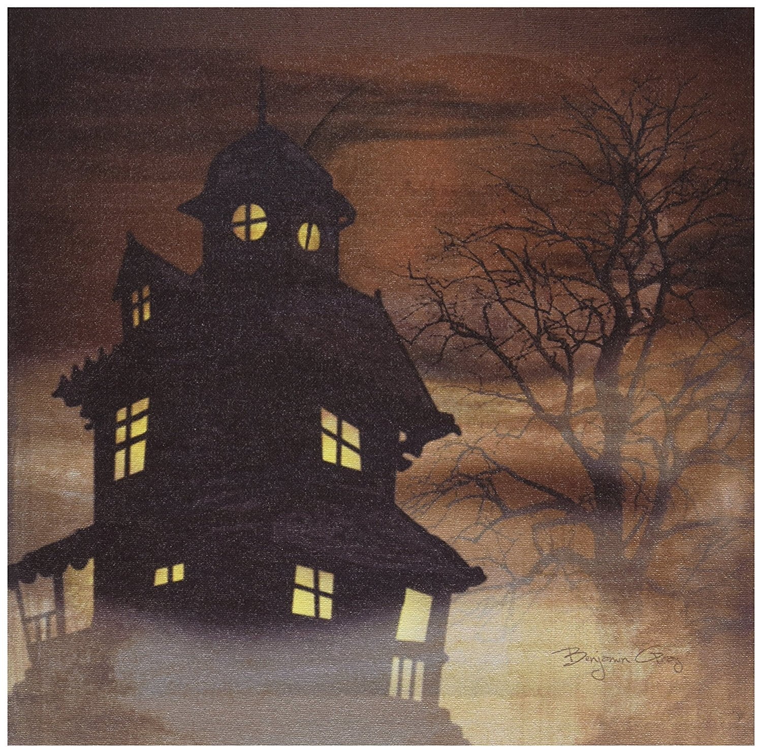 Ohio Wholesale Radiance Lighted Haunted House Canvas Wall