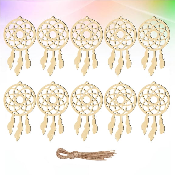 OUNONA Hemoton 20pcs Dream Catcher Net DIY Home Decoration Pendant Wooden Accessories Creative Wall Ornaments for Decor Beige First Pattern
