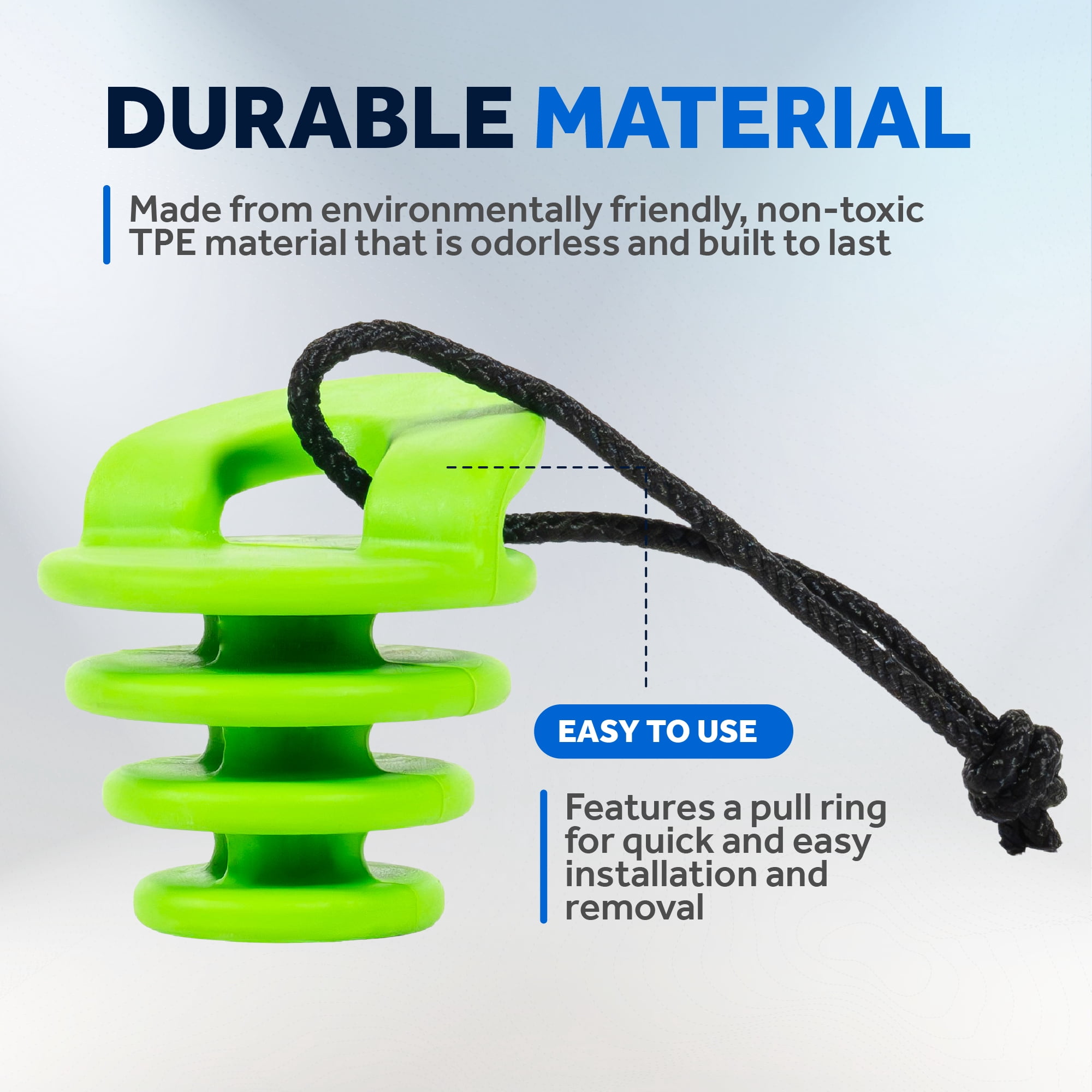 Five Oceans Kayak Scupper Plug 4-Pack Large 1-1/4" / 2" Inch Scupper Plugs Drain Holes Stopper with Handle and Rope Universal Kayak Plugs for sit on top of Kayak Canoe Boat - FO4758