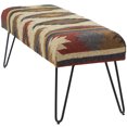 thumbnail image 6 of DecMode Metal Tribal Bench with Metal Hairpin Legs, Multi Colored, 6 of 8